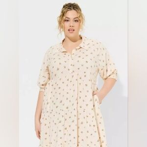 TORRID Maxi Washable Challis Hi-Low Tiered Shirtdress Floral Size 3 = 3X Boho